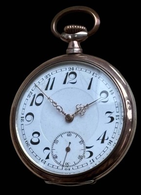 Auktion 362<br>Silber HTU, Silbergehäuse-800-, Werk läuft, 15 Steine, D-5 cm, tw. vergoldet [1]