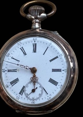 Auktion 362<br>mechan. HTU in Silbergehäuse, tw. vergoldet, Werk läuft, D-4,5 cm [1]