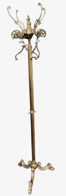 Auktion 362<br>hoher Messing-Garderobenständer mit 2 Messing Kleiderbügel, H-174 cm [1]