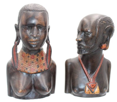 Auktion 362<br>Paar afrikanische Büsten, Massai, H-22,5cm [1]