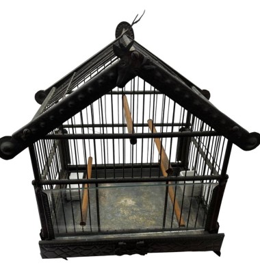 Auktion 362<br>schwerer Eisen-Vogelkäfig, Handarbeit,  41x49x24 cm [1]