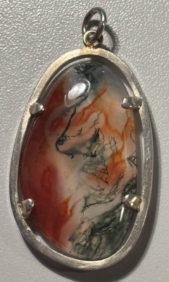 Auktion 363<br>ovaler Silber-Anhänger mit Stein, L-ca. 4,5 cm, ,9,3 gr [1]