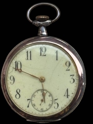 Auktion 363<br>mechan. HTU in Silbergehäuse-800- , Werk läuft, Glas lose anbei, D-5 cm [1]