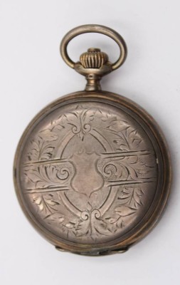 Auktion 363<br>Herrentaschenuhr, OMEGA, 800er Silbergehäuse, Frontdeckel lose, Kronenaufzug, Werk läuft, Staubdeckel konnten wir nicht öffnen, ca. D-5,3cm [1]