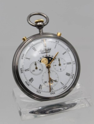 Auktion 363<br>Aero Watch, Neuchatel, Taschenuhr,Mondphase ,Stoppuhr, Datum, Werk läuft, sehr guter Zustand, D-4,7cm [1]