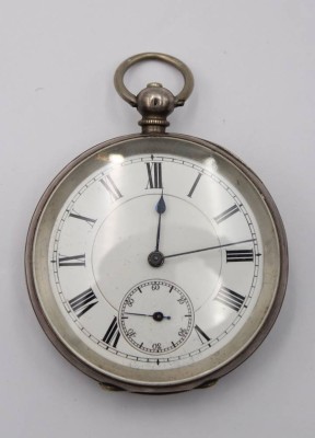 Auktion 363<br>gr. Taschenuhr um 1900, 935er Silbergehäuse, Schlüsselwerk läuft, ca. D-5,2cm [1]