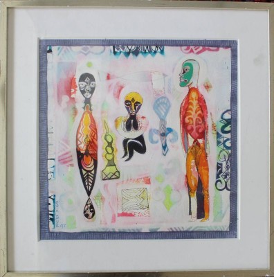 Auktion 363<br>Salah ELMUR (1966), untitled,  Aquarell signiert, 1997, ger/Glas, RG 38x38 cm [1]