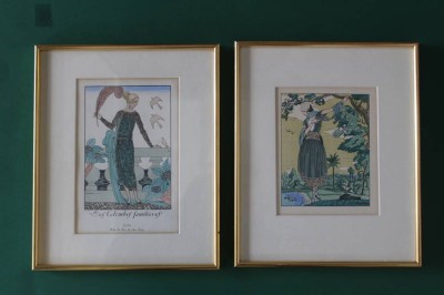 Auktion 363<br>2 Jugendstil-Modestiche um 1920, ger/Glas, RG 33x27 cm [1]