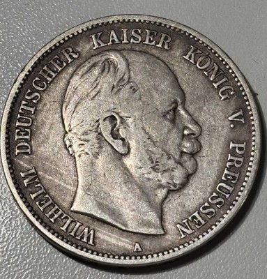 Auktion 363<br>5 Reichsmark 1875, Deutsches Reich, Wilhelm, Deutscher Kaiser.., A., Silber, D 4 cm, 27,5 gr [1]