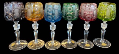 Auktion 363<br>6 x gr. Buntglas-Weissweingläser, Nachtmann, H-20 cm [1]