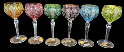 Auktion 363<br>6 x kl.  Buntglas-Rotweingläser, Nachtmann, H-18 cm [1]