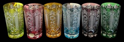 Auktion 363<br>6 x Buntglas-Saft/Wassergläser, Nachtmann, H-13 cm [1]