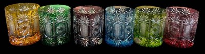 Auktion 363<br>6 x  Buntglas-Whisky Tumbler, Nachtmann, H-9,2 cm [1]