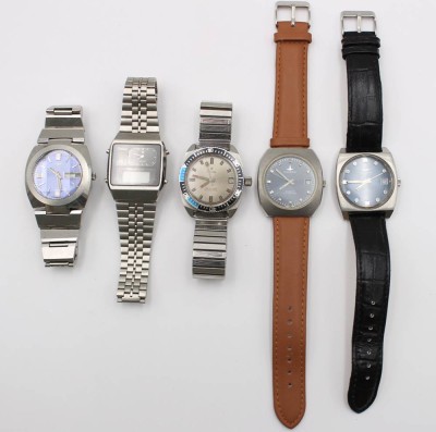 Auktion 363<br>5x div. Herren-Armbanduhren, 4x Automatik 1x Quarz, 2x Dugena, Stowa, Technos und Pulsar [1]