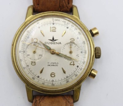Auktion 363<br>Vintage-Armbanduhr, Dugena, Handaufzug, Werk läuft, getragene Erhaltung, D-3,7cm [1]