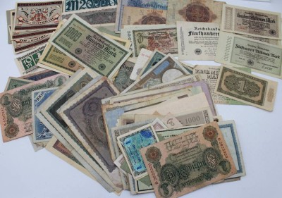 Auktion 363<br>Konvolut div. Banknoten, Deutsches Reich, teilw. Inflation [1]