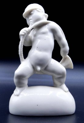 Auktion 363<br>Art Deco Figur um 1925, Junge mit Jagdhorn 