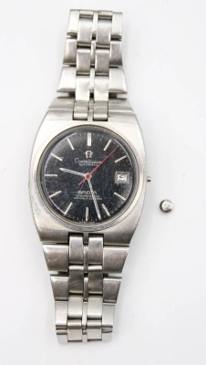 Auktion 363<br>Vintage-Herrenarmbanduhr, OMEGA Constellation, Automatik, Werk sthet, Krone lose aber Anbei, starke Tragespuren, ca. D-3,6cm [1]