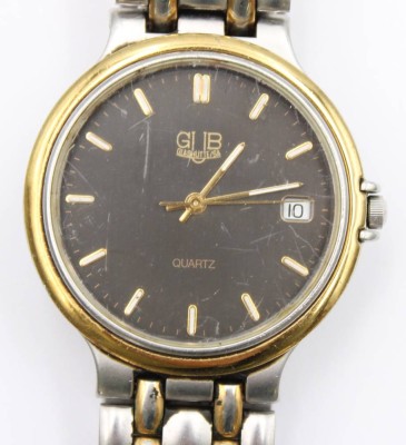 Auktion 363<br>Armbanduhr, GUB Glashütte, Quarz Werk nicht geprüft, Alters-u. Tragespuren, ca. D-3,5cm [1]