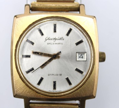 Auktion 363<br>Vintage-Armbanduhr, Glashütte, Spezimatic, Werk läuft, Alters-u. Tragespuren, ca. D-3,5cm [1]