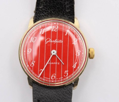 Auktion 363<br>Vintage-Armbanduhr, Glashütte, Quarz, Werk nicht geprüft, Tragespuren, ca. D-2,8cm [1]