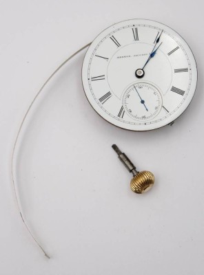 Auktion 363<br>Taschenuhrwerk, Mermod. Jaccard & Co, Kronenaufzug, Werk läuft, D-4,6cm [1]