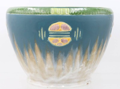 Auktion 363<br>gr. Art Deco  Blumenübertopf, Julius Dressler, Austria, um 1920, Rand geklebt, H-21 cm, D-29 cm [1]