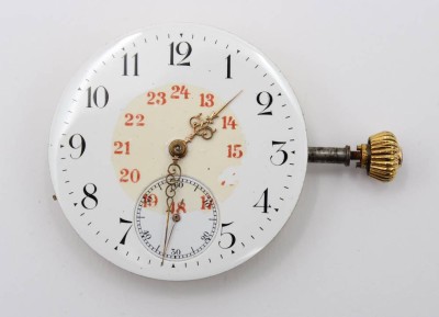 Auktion 363<br>Taschenuhrwerk, OMEGA, älter, Kronenaufzug, Werk läuft kurz an, ca. D-4,4cm [1]