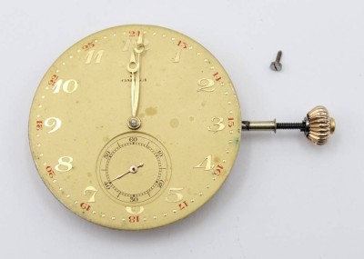 Auktion 363<br>Taschenuhrwerk, OMEGA, älter, Kronenaufzug, Werk steht, D-4,3cm [1]