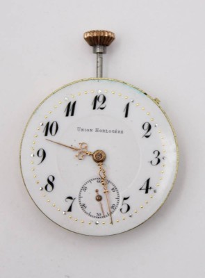 Auktion 363<br>kl. Taschenuhrwerk, Union Horlogére, älter, Kronenaufzug, Werk steht, ca. D-2,7cm [1]
