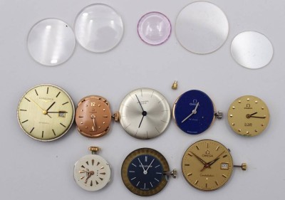 Auktion 363<br>8x div. Damne-Uhrwerke, div. Hersteller, u.a. Jaeger LeCoultre, OMEGA, Longines...., Mechanisch & Quarz, 3x laufen, ca. D-1,6 > 2,2cm [1]