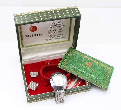 Auktion 363<br>Vintage-Armbanduhr, RADO DIASTAR,  Automatic, Werk läuft, ca. 4,2 x 3,5cm, anbei Box und Papiere [1]