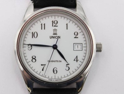 Auktion 363<br>Herren-Armbanduhr, Union Glashütte, Automatik, Werk läuft, ca. D-3,6cm, guter Zustand [1]