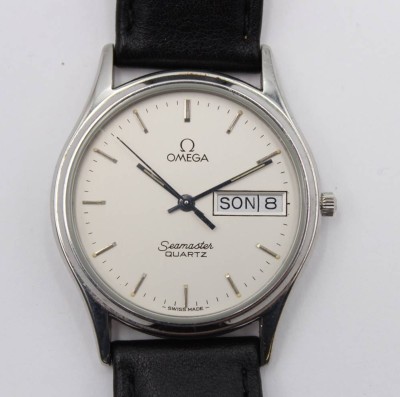 Auktion 363<br>Vintage-Armbanduhr, OMEGA Seamaster Quarz, Werk läuft, D-3,3cm, guter Zustand [1]