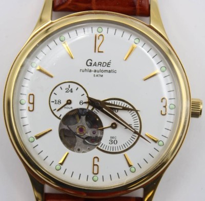 Auktion 363<br>Herren-Armbanduhr, Gardé ruhla-Automatik, Werk läuft, guter Zustand, D-4,2cm [1]