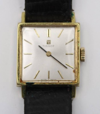 Auktion 363<br>Vintage-Damenarmbanduhr, Tissot,  Handaufzug, Werk läuft, ca. 2,2 x 2,2cm, Alters-u. Tragespuren [1]
