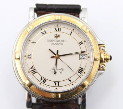 Auktion 363<br>Herren-Armbanduhr, Raymond Weil Parsilfal, Automatik, Werk läuft, guter Zustand, D-3,6cm [1]
