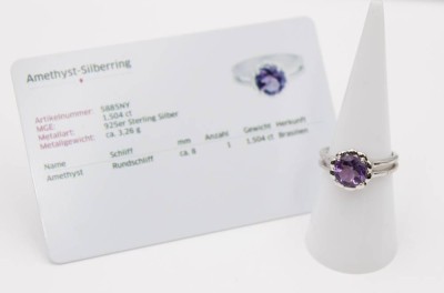 Auktion 363<br>925er Silber-Ring, Amethyst, ca. 1,5ct, 3,7gr., RG 54/55 , Zertifikat anbei [1]