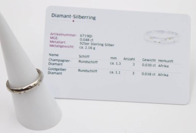 Auktion 363<br>925er Silber-Ring, Diamantbesatz  ca. 0,048ct, 2,3gr., RG 54, Zertifikat anbei [1]