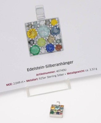 Auktion 363<br>925er Silber-Anhänger, div. Edelsteine, 4gr., 2 x 1,4cm, Zertifikat anbei [1]