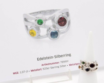 Auktion 363<br>langer 925er Silber-Anhänger, div. Edelsteine, 7,9gr., RG 54, Zertifikat anbei [1]