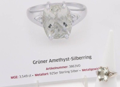 Auktion 363<br>925er Silber-Ring, grüner Amethyst, 3,3gr., RG 54, Zertifikat anbei [1]