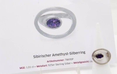 Auktion 363<br>925er Silber-Ring, sibirischer Amethyst, 5,9gr., RG 54, Zertifikat anbei [1]