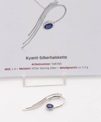 Auktion 363<br>gr. schöner 925er Silber-Kettenflyer, Kyanit, 4gr., L-5cm, Zertifikat anbei [1]