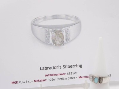 Auktion 363<br>925er Silber-Ring, Labradorit, 5gr., RG 54, Zertifikat anbei [1]