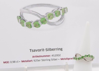 Auktion 363<br>925er Silber-Ring, Tsavorit, 2,2gr., RG 54, Zertifikat anbei [1]