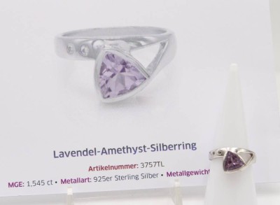Auktion 363<br>925er Silber-Ring, Lavendel Amethyst, 4,7gr., RG 53/54, Zertifikat anbei [1]