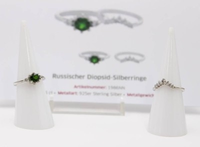 Auktion 363<br>2x 925er Silber-Ringe, Diopsid, 3,5gr., RG 51, Zertifikat anbei [1]