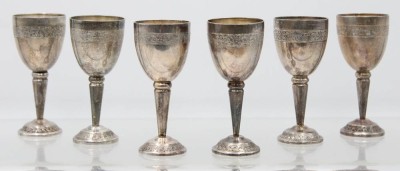 Auktion 363<br>6x Eierbecher, älter, versilbert, ziseliert, ca. H-10cm [1]
