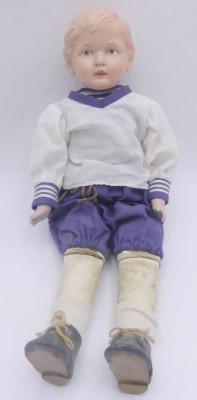 Auktion 363<br>Schildkröt Celluloid Brustplattenkopf-Puppe im Matrosenanzug, H-ca. 47 cm [1]